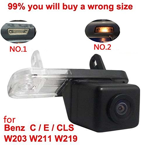 Misayaee Rear View Back Up Reverse Parking Camera in License Plate Lighting (NTSC) for MB C-Class W203 /E-Class W211/ W212 CLS-Class W219 W218 (No. 1 Size 2565mm Down Round Edge)