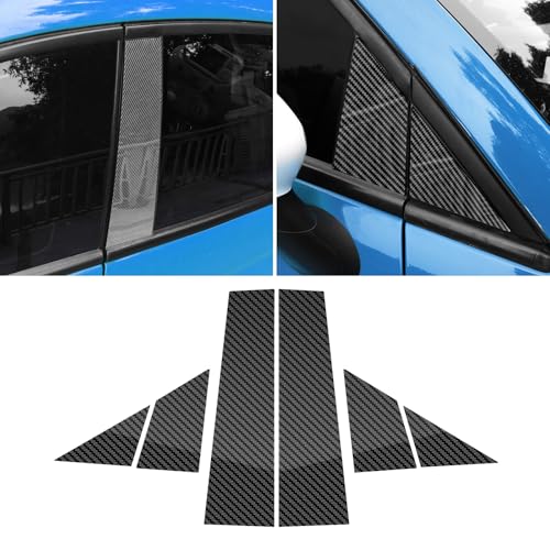 KUNGKIC フィアット Fiat 500 / アバルト 595 Abarth 専用 純正サイドバイザー 保護カバー ピラーガーニッシュ キズ 汚れ 防止 外装 おしゃれ アクセサリー 6枚 (カーボン調)