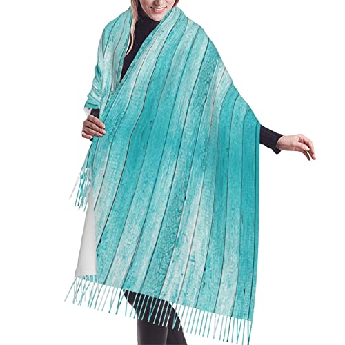 Jmorco Papier peint texturé en bois imprimé pour femmes écharpes longues douces et chaudes en laine filée, Papier peint texturé planches de bois, taille...