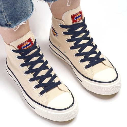 Stepace [2 Pairs Flat Shoe Laces For Sneakers 5/16 Inch Width 30 Inch-72 Inch Length 26 Color Shoelaces Navy Blue 54" thumb #2