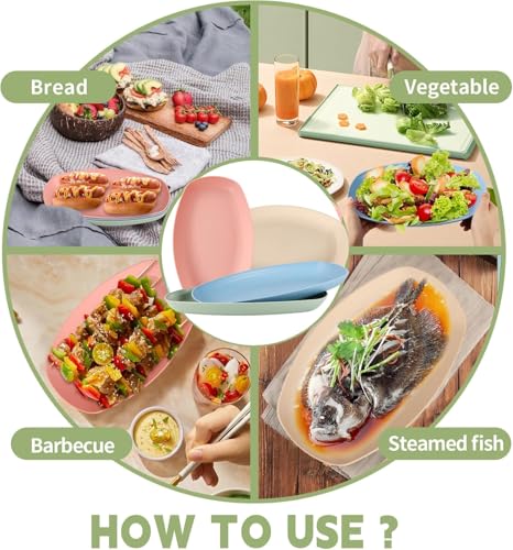 Image of YANCI 4 Pack Wheat Straw Plates, 11 Inch Microwave Safe Lunch Dinner Plates, Degradable Reusable Eco-Friendly BPA Free Lightweight Plates, Multicolor