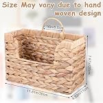 Woven Hanging Magazine Holder Water Hyacinth Storage Basket Wall Mounted Wicker Organizer Boho Modern Farmhouse Book Rack with Handle File Newspaper Mail Holder for Home Office - Image 2