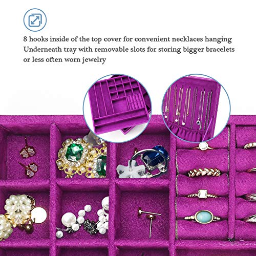 Procase Jewelry Box Organizer For Women Girls, Two Layer Jewelry Display Storage Holder Case For Necklace Earrings Bracelets Rings Watches, Ideal Gift Choice -Purple #TOP5