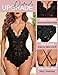 Avidlove Teddy Lingerie for Women Lace Bodysuit Snap Crotch Sexy V Neck One Piece Lingerie (Double Layers - Black, XL)