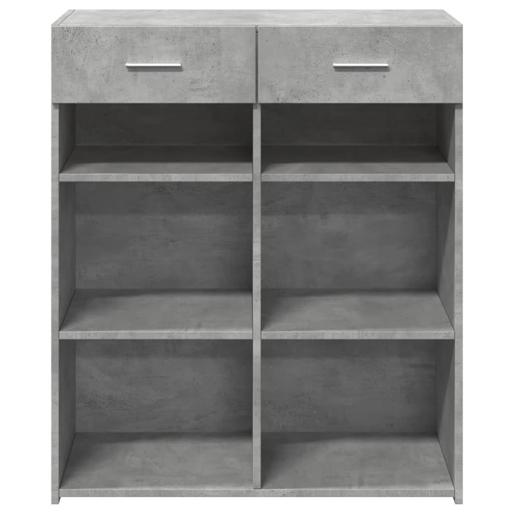 Szafka szarość betonu 80x42,5x93 cm materiał drewnopochodny z 2 szufladami pojemna komoda do przechowywania do salonu przedpokoju sypialni łatwa w czyszczeniu meble stabilne i odporne na wilgoć