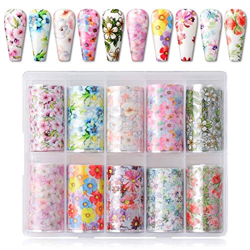 Makartt 2Pcs 15Ml Nail Art Foil Glue Gel With Stickers Set Rose Flowers Metal Nail Transfer Gel 20Pcs 2.5Cm100Cm Stickers 10 Rolls 4Cm 100Cm Butterfly Nail Art Foil Transfer Stickers #TOP4