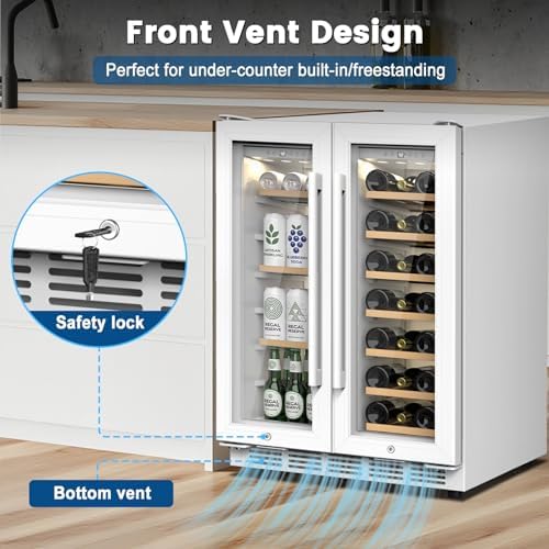 Velieta 24 Inch Dual Zone Wine and Beverage Refrigerator Cooler White - 5