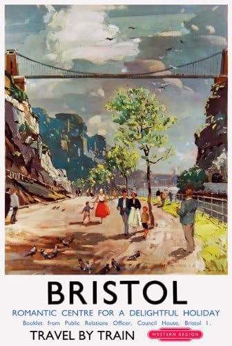 Vintage Romantic Bristol British Railways Travel Poster Wall Art Print | (A1 594 x 841mm)