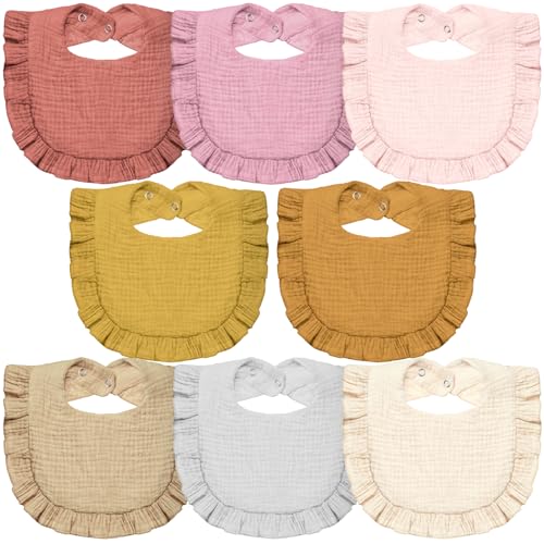Image of Lictin 8-Pack Muslin Baby Bibs - Bandana Drooling and Teething Bibs, Unisex Cotton