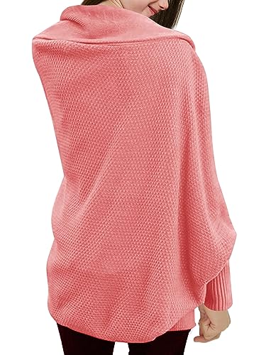 Image of Girls Long Sleeve Open Front Casual Lightweight Soft Knit Cardigan Sweater Outerwear Pink