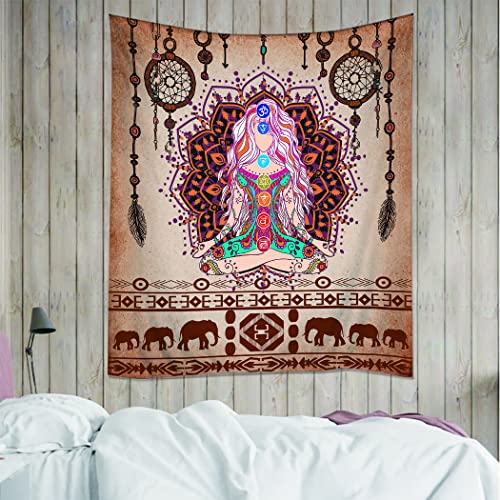 Yisumei Bohemian Tapestry, Gypsy Girl Dream Catcher Pattern Vintage Style Wall Hanging, Aesthetic Art Decor For Living Room Bedroom Dorm (59.1"X78.7") #TOP4