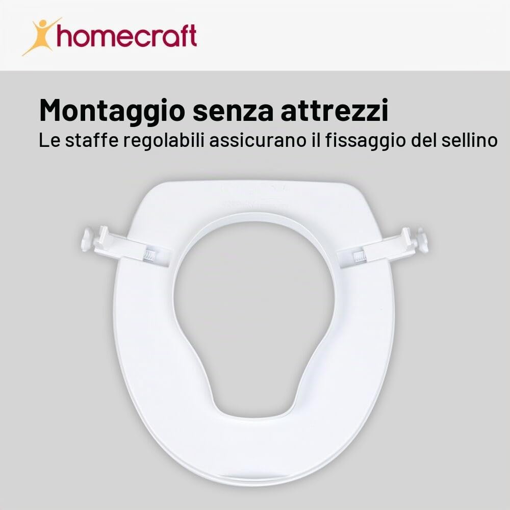 Homecraft Sedile WC rialzato Savanah senza coperchio, supporto allungato e rialzato per anziani, disabili e utenti disabili, colore bianco, 150 mm (6")