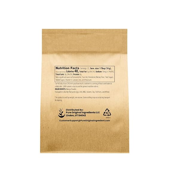 Pure Original Ingredients Mango Powder Made From Real Mangos, Drink & Smoothie Mix-in, Non GMO