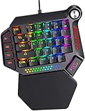 RGB One Handed Mechanical Gaming Keyboard, Jhua Ergonomic Half Gaming Keyboard 34 Keys USB Wired...