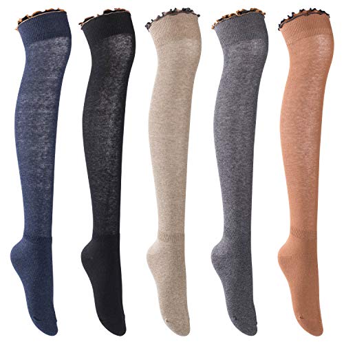 Lovely Annie Women's 3 Pairs Incredible Thigh High Cotton Boot Socks. Durable And Super Soft, Unique Ladies Socks L1856 Size 5-11 3P3C-Assorted