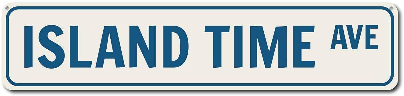 Blackia Vintage Wall Decor Metal Poster Plaque Island TIME AVE Iron Painting Street Sign Vintage Poster Wall Art Nostalgic Retro Metal Sign Drive Way