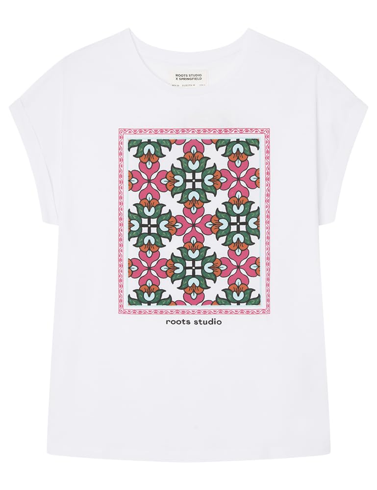 SPRINGFIELD Roots Studio Women's Graphic T-Shirt, White Standard, M