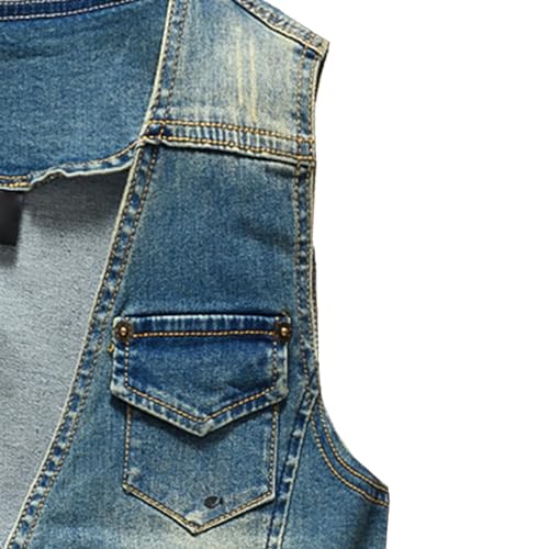Men's Button V-Neck Denim Vest Slim Fit Sleeveless Outdoor Jacket Casual Motorcycle Jean Vests4
