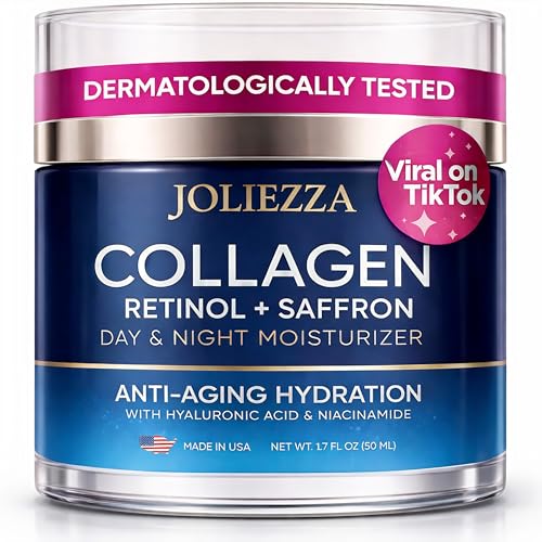 Joliezza Collagen Retinol Face Cream – Anti-Aging Moisturizer with Hyaluronic Acid & Saffron...