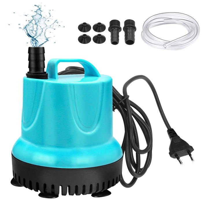 GOEDCH 25W 1200L/H Mini Bomba de Agua Sumergible: Ultra Silenciosa Bomba Agua Bomba, Bomba de Fuente de Estanque con 2 Boquillas Bomba Sumergible para Acuarios, Estanques, Hidroponía, Fuentes