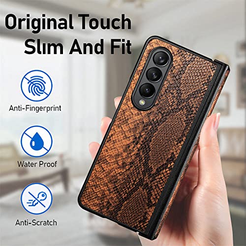 Protection Galaxy Z Fold 4 coque intégrale mince motif python beige - 6