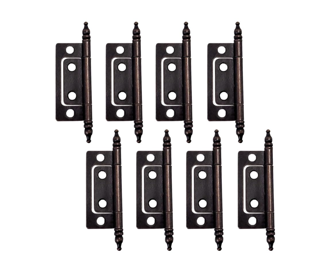 QCAA Durable Steel Non-Mortise Hinge with Final Pins, for Chest, Box, Vintage Cabinet Furniture, 2"x0.9", Aged Classic Bronze, Made in Taiwan, 8 Pack