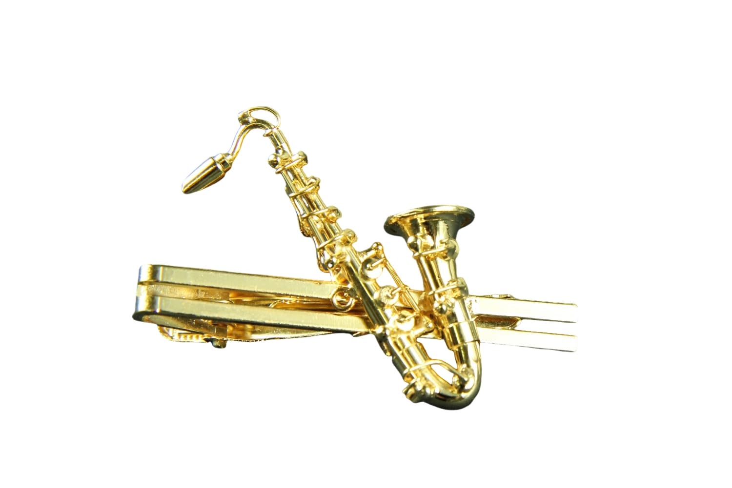 Miniblings Saxofon Krawattennadel Krawattenhalter Sax Saxophon vergoldet + Box - Handmade Modeschmuck I Herrenschmuck Männerschmuck Schlipsklammer Krawattenklammer