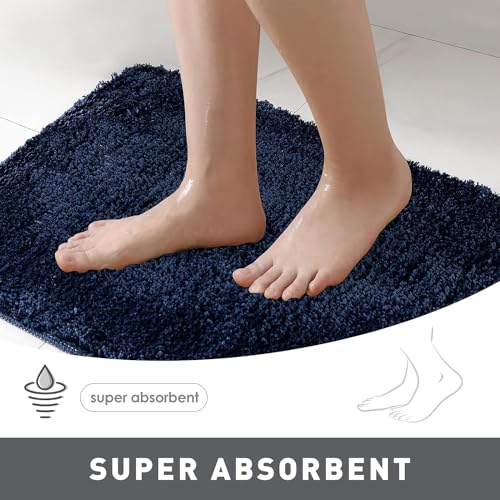 Image of AROMICK Modern Polyester Anti Slip Shaggy Fluffy Rug and Carpet for Living Room, Bedroom & Dining Room (2 x 3 Feet, Blue)