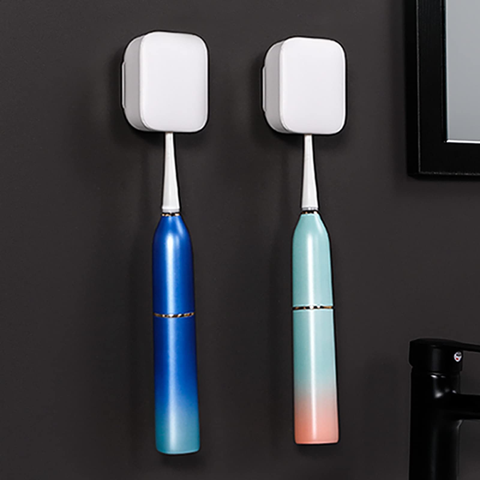 Organizador Baño, Porta Cepillo de Dientes USB Recargable, Soltero Soporte Cepillo de Dientes con Función Esterilizador Energía Secado, Dispensador Pasta Dientes, Blanco