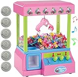 Bundaloo Unicorn Claw Machine Arcade Game and Candy Dispenser for Small Prizes Toys and Treats, Plays Original Arcade Music Sounds, Cool Mini Vending Machine