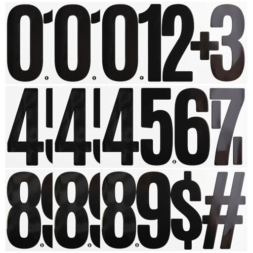 9 Sheets Large 6 Inch Number Stickers 0-9 Numbers, Self Adhesive and Waterproof Number Sticker for Bins, Mailbox, House Numbers - Black