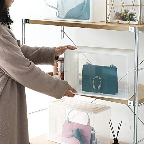 Plastic Handbag Storage Cabinet DIY Multi-layer Large-capacity Stacked Storage Box Living Room Bedroom Dust-proof Folding Locker - (Color: 2PC)