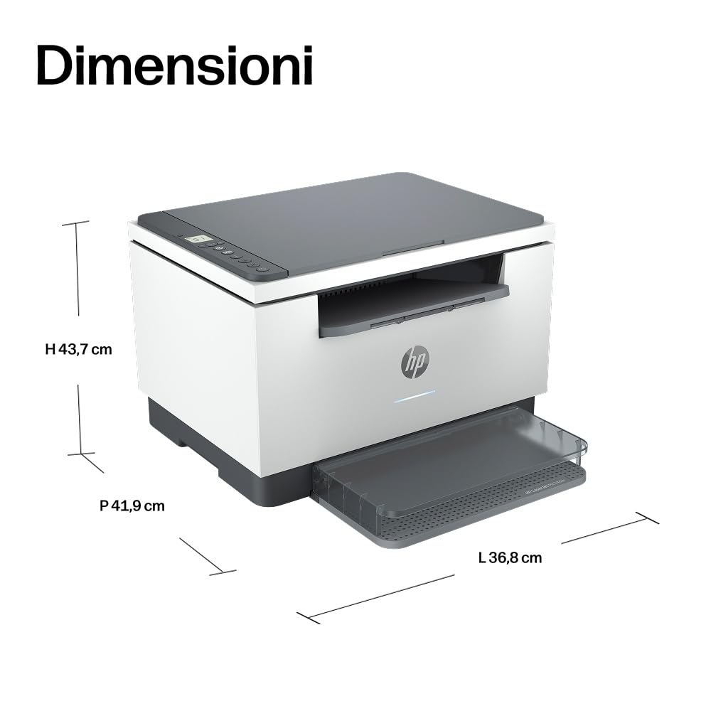 HP LaserJet M234dw 6GW99F, Stampante a Singola Funzione A4, Stampa Fronte e Retro Automatica in b/n, 29 ppm, USB, Wi-Fi, Ethernet, HP Smart, No Fax, No ADF, Schermo LCD a icone, Grigia