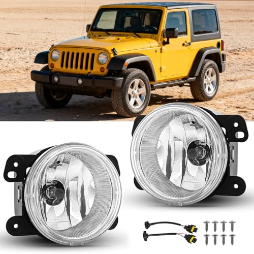Image of Nilight Fog Lights Assembly Compatible with 2007 2008 2009 Jeep Wrangler | 2005-2008 Dodge Magnum 2009 Journey 2006-2010 Chrysler PT Cruiser 2005-2010 300 Touring Models Clear Lens
