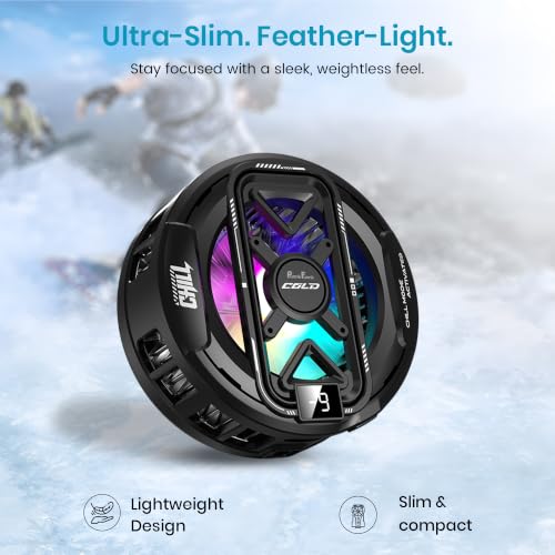 Image of PunnkFunnk Phone Cooler for Gaming, 5000 RPM 7-Blade Fan, RGB Light, Semiconductor Cooling Chip, Type-C Powered, LED Display, Clamp Mount Mobile Cooling Fan for Android & iOS (Black Lite)