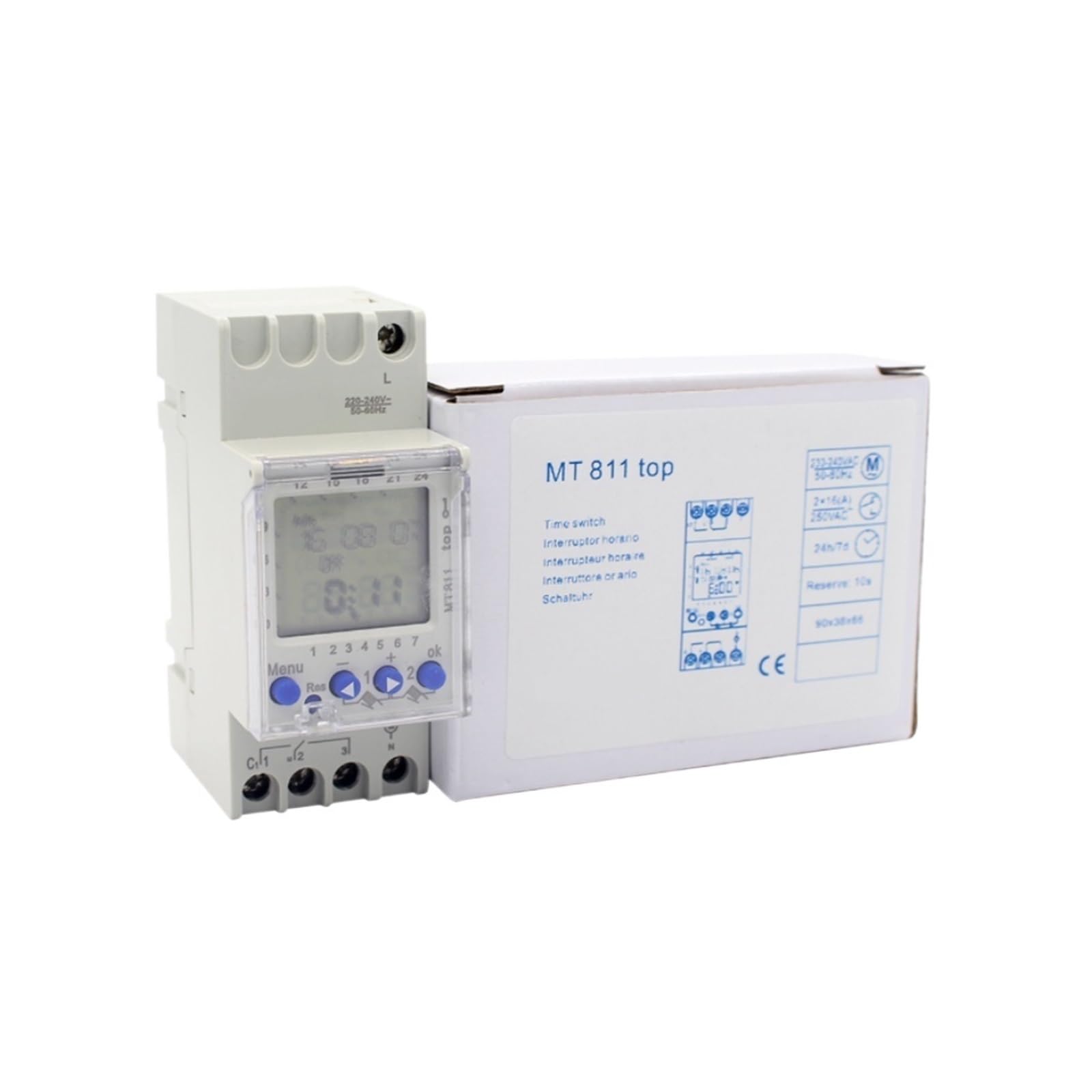 RWRAPS microcomputer Interruttore Timer MT811 240V 16A LCD su Guida DIN Interruttore orario Meccanico Regolabile settimanale 24 Ore