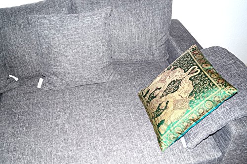 Grün Indische Banarasi Seide Deko Kissenbezüge 40 cm x 40 cm, Extravaganten Elefant Design für Sofa & Bett Dekokissen… – Bild 6