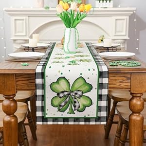Siilues St Patricks Day Table Runner, Buffalo Plaid St Patricks Day Decoraions Green Shamrock Seasonal Spring Holiday Table Decorations for Indoor Outdoor Dining Table Decor (13'' x 120'') Siilues St Patricks Day Table Runner Buffalo Plaid St Patricks Day Decoraions Green Shamrock Seasonal Spring Holiday Table Decorations for Indoor Outdoor Dining Table Decor 13 x 120