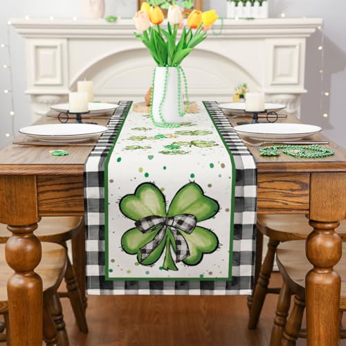Siilues-St-Patricks-Day-Table-Runner-Buffalo-Plaid-St-Patricks-Day-Decoraions-Green-Shamrock-Seasonal-Spring-Holiday-Table-Decorations-for-Indoor-Outdoor-Dining-Table-Decor-13-x-120 Siilues St Patricks Day Table Runner Buffalo Plaid St Patricks Day Decoraions Green Shamrock Seasonal Spring Holiday Table Decorations for Indoor Outdoor Dining Table Decor 13 x 120