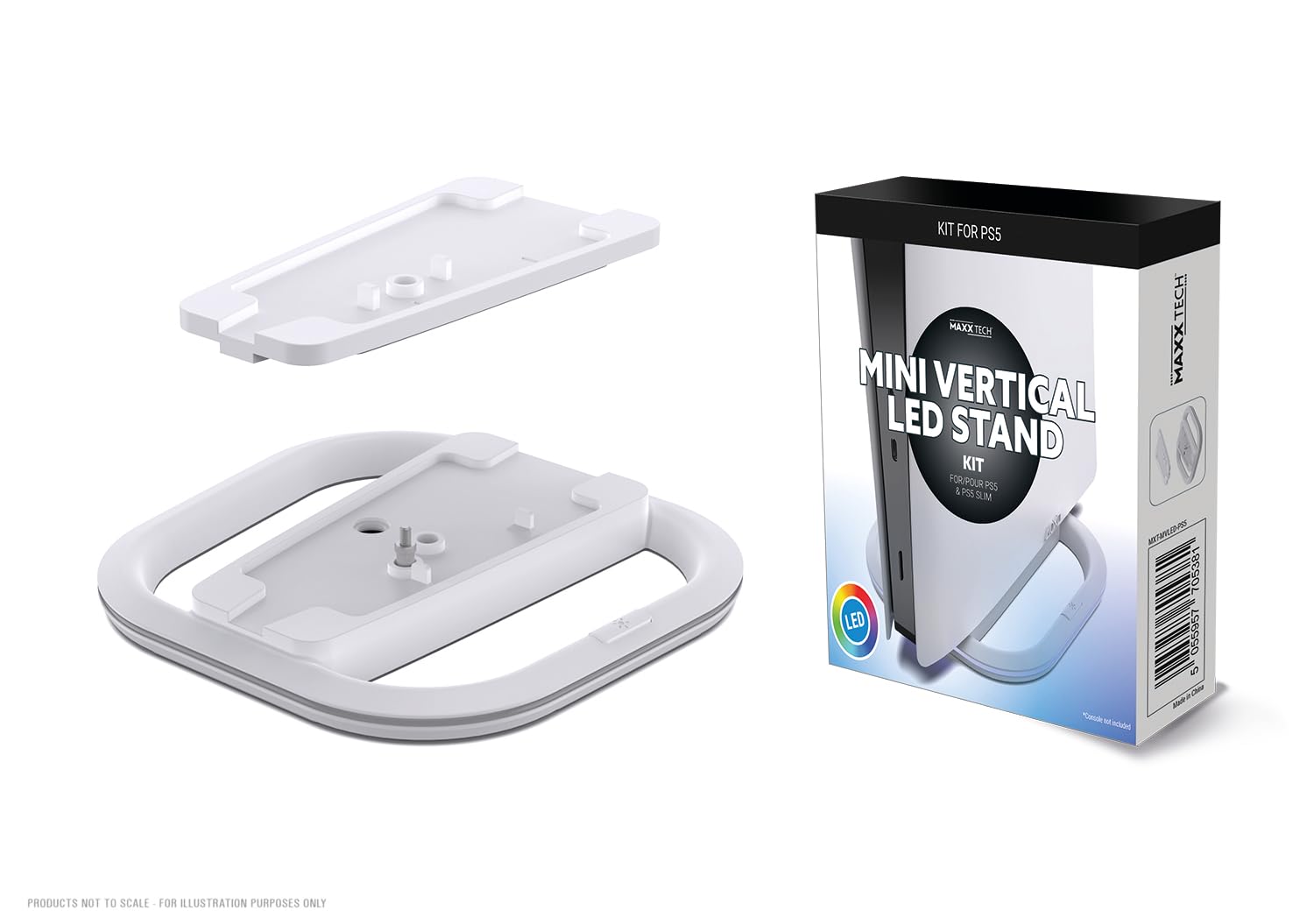 PS5 Mini Vertical LED Stand, vertikaler LED Ständer, Kompatibel mit PS5 Digital, PS5 Disc, PS5 Slim Digital, PS5 Slim-Disc