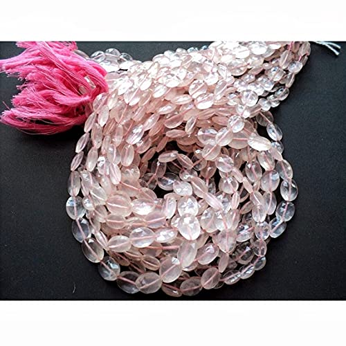 Perles en quartz rose naturel ovale facetté 8x11mm pour création de bijoux