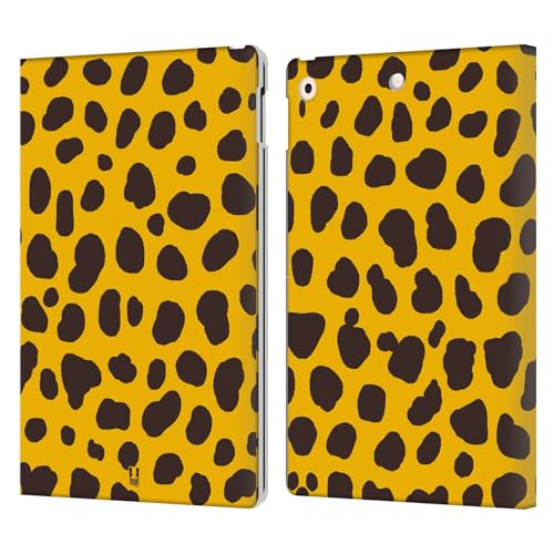 Étui portefeuille iPad 10.2 Head Case Designs Pois Jaunes en cuir pour protection complète
