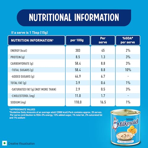 Image of Milkmaid Nestle Partly Skimmed Sweetened Condensed Milk, 380 g Tin, cream
