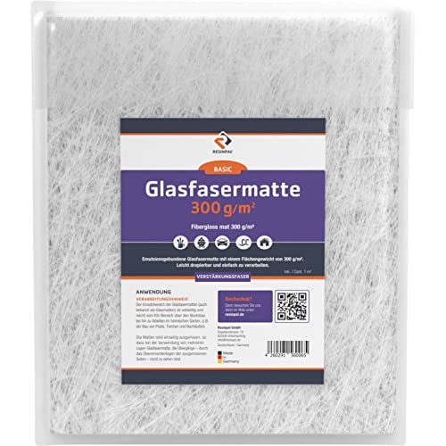 Glasmatte 5 m | Verstärkungsfaser für Polyesterharz und Epoxidharz | Glasfasermatte 300 g/m |