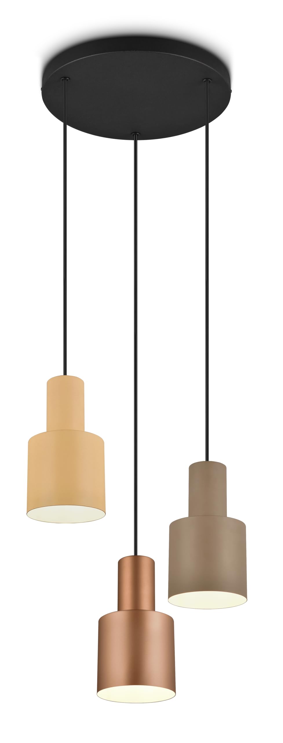 Lampadario a sospensione – Beige – Marrone – Tortora – 30 x 150 cm – 3 luci – Metallo