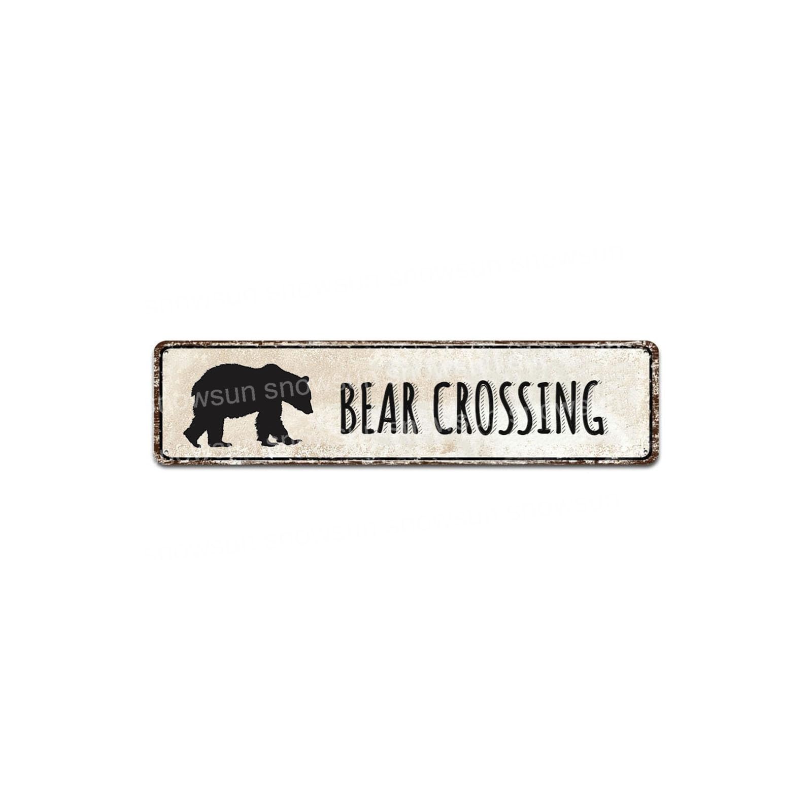 Bear Crossing Vintage Metal Signs Retro Tin Sign For Home Bar Office Outdoor Garden Wall Decor 4x16 Inch