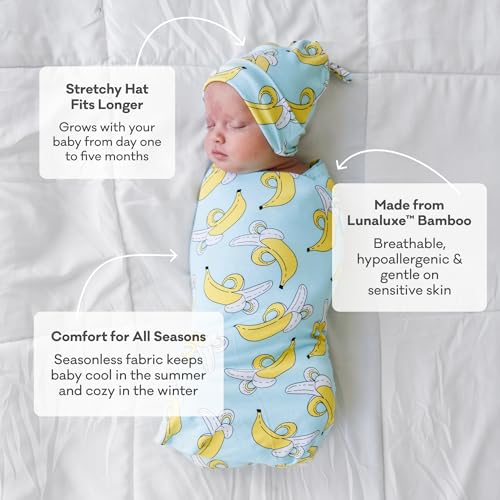 Little Sleepies Swaddle & Hat Set, Baby Swaddles Newborns, Soft Viscose from Bamboo Swaddle Blanket Wrap (Sunshine) - Thumbnail 3