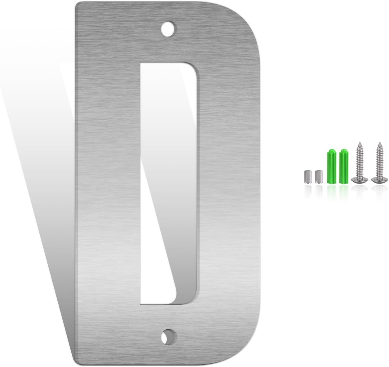 3 Inch Stainless Steel Metal Floating Address Numbers, Silver Metal House Letters, 304 Stainless Steel House Address Letters and Numbers, Modern Door Number and Letter for Home Hotel Office (D)