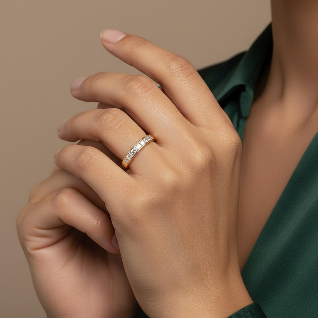 1/2 Carat Channel Set Princess Cut Diamond Wedding Band Ring in 14K Gold