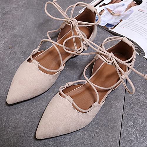 YIBLBOX Womens Sandal Pointy Toe Ankle Strap Wrap Ballet Flats Lace Up Wedding Party Sandals4
